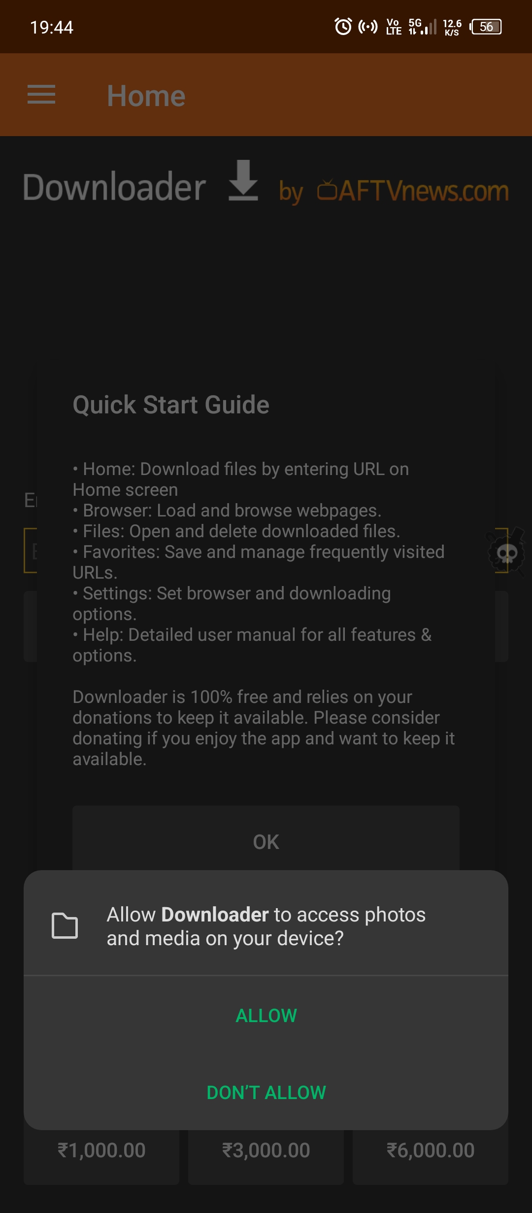 Permitir que la aplicación Downloader acceda a los archivos del dispositivo