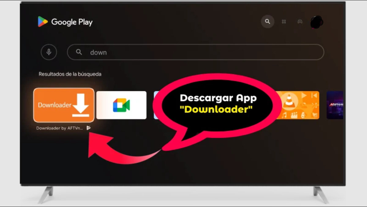 Busque la aplicación Downloader en Play Store